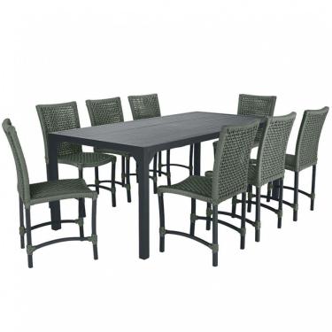 Imagem de 8 Cadeiras Corda Náutica E Mesa Tampo Ripado Retangular 2,00 Verde