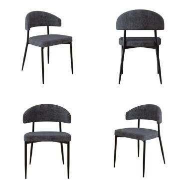 Imagem de 4 Unidades Cadeira Bless Fixa C/4 Pés 53 X 55 X 78cm. Lautrec Grafite Lautrec Grafite