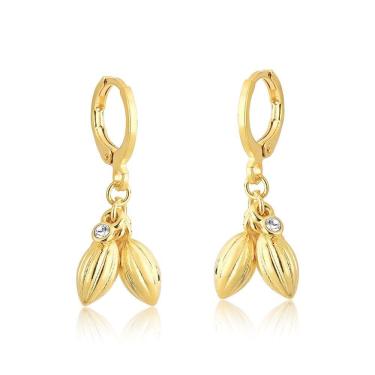 Imagem de Brinco Argolinha Cacau Com Ponto De Luz Revestido Em Ouro