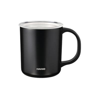 Imagem de HARIO CMG-350-B Caneca de isolamento duplo a vácuo com revestimento cerâmico, preta, 350 ml, tampa incluída