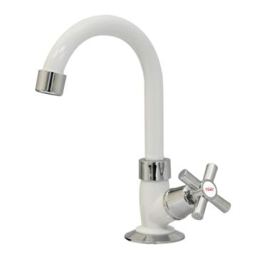Imagem de TORNEIRA ACQUAFAM BICA ALTA E MÓVEL BANCADA PARA LAVATÓRIO BRANCA – FAME
