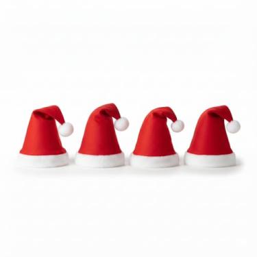 Imagem de Kit com 4 Gorros Gorro de Natal Vermelho e Branco Decoração Natalina