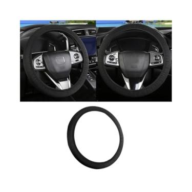 Imagem de Sandfren Capa de volante de carro, protetor de volante de veículo de microfibra elástica elástica de 38 cm, acessórios internos automotivos respiráveis, universal para caminhões SUV RV (preto)