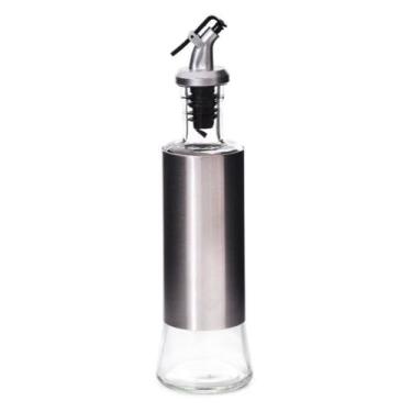 Imagem de Galheteiro de Vidro e Aço Inox para Azeite e Vinagre, 300 ml, com Dosador, Recipiente para Temperos de Cozinha