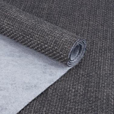 Imagem de BENECREAT Tecido de linho de poliéster espesso preto de 1,58 m, fibra de linho multiuso de 100 cm de largura, material de estofamento de textura grossa para decoração de festa de casamento, Natal