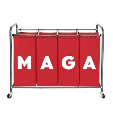 Imagem de Cesto classificador de roupas com rodas, classificador de cesta de lavanderia 181 litros, carrinho de rodinhas resistente com rodas bloqueáveis e sacos removíveis, carrinho de lavanderia 4 seções