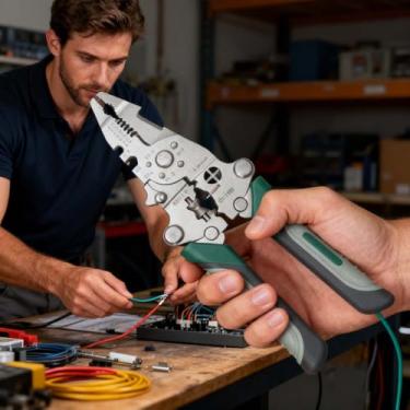 Imagem de Descascador de fios multifuncional dobrável 12 em 1, ferramenta de tesoura de decapagem multifuncional, alicate de cabo de crimpador de descascador de fios para cortar e puxar tesouras de cabos