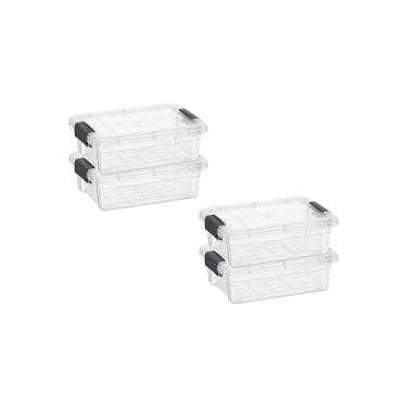 Imagem de Superio Mini recipiente de armazenamento caixa de giz de cera de plástico suprimentos de arte e estojo de costura empilhável transparente pequeno organizador para contas, papelaria, giz e alimentos