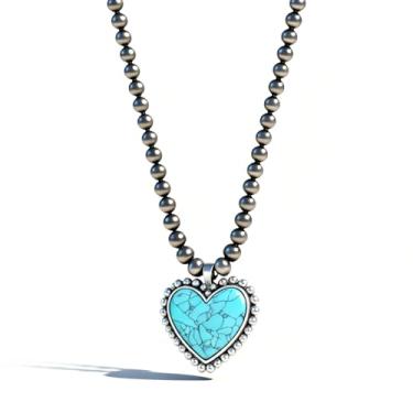 Imagem de Colares turquesa para mulheres Navajo pérola coração cruz pingente boho western, colar em camadas, presente moderno, aniversário, Natal, joias presentes, Sem Pedra Preciosa