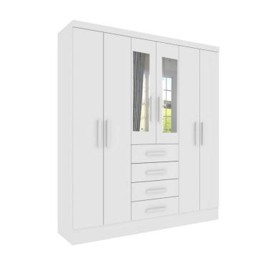 Imagem de Roupeiro Arizona Com Espelho 6 Portas Tcil neve