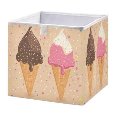 Imagem de SEHANY Cesto de armazenamento dobrável para sorvete, organizador de tecido grande, dobrável, para roupas, brinquedos, livros, armário, berçário, 28 x 28 x 28 cm