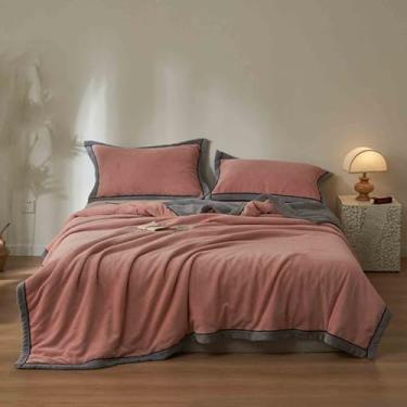 Imagem de Manta de lã cobertor ponderado cobertores e mantas fofas mulheres homens para cama adulto casal solteiro para sofá inverno grosso, quente, macio e confortável outono (rosa, 150 x 200 cm)