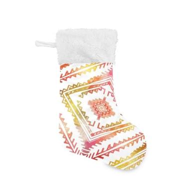 Imagem de GakkiGii Pacote com 2 meias de Natal com listras vintage, decoração grande para pendurar na parede da árvore da lareira, 45 x 31 cm