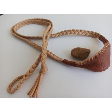 Imagem de Corda de arremesso de pedra, catapulta artesanal, lançador de pedra de corda, 86 cm de comprimento, estilingue feito à mão, ferramentas antigas de catapulta primitiva para arremessar pedras, lançador