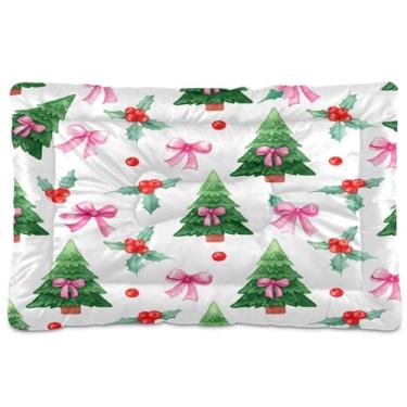 Imagem de SEHANY Cama de árvore de Natal em aquarela para cães e gatos com fundo antiderrapante, caixa de canil, colchão macio para animais de estimação, lavável para cães pequenos, médios e grandes, gatos, 91