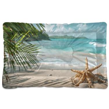 Imagem de SEHANY Cama de gato com estrela do mar, praia, para cães, com fundo antiderrapante, caixa de canil, colchão macio para animais de estimação, lavável, almofada de cama para cães pequenos, médios e