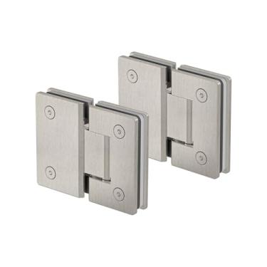 Imagem de Bathlink Dobradiças de porta de chuveiro de vidro de 180 graus, dobradiça de porta de vidro de níquel escovado resistente para banheiro, 2 peças de dobradiças de porta de chuveiro de aço inoxidável