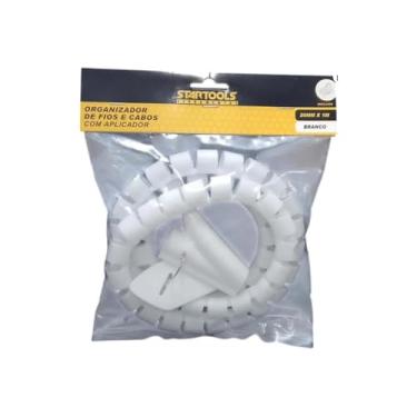 Imagem de Organizador de Fios e Cabos com Aplicador, 20mm x 2m, Plástico, Branco, 128g