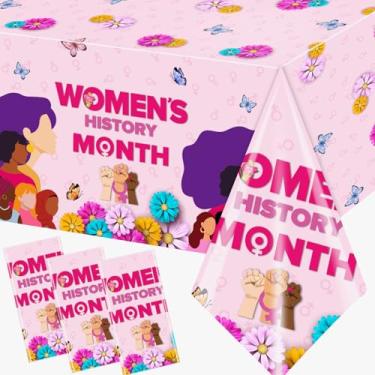 Imagem de Toalhas de mesa femininas do mês da história - toalha de mesa para celebração de junho, capas de mesa de plástico descartáveis para mulheres, decorações de mesa do mês da história negra para festas,