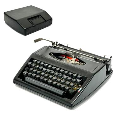 Imagem de HGTRH Máquina de escrever vintage, máquina de escrever manual portátil com nova fita, botões flexíveis mecânica, máquina de escrever inglesa, processador de texto clássico, antiquado, portátil