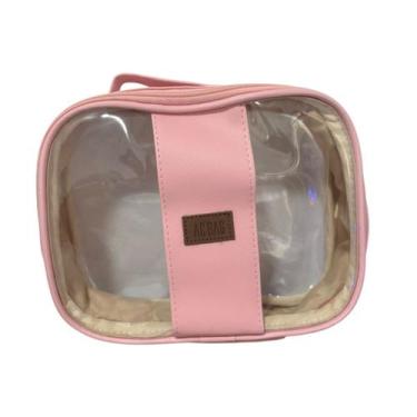 Imagem de Necessaire Bolsa Rosa Bebê Maquiagem Higiene Pessoal Viagem Bolsa Femi