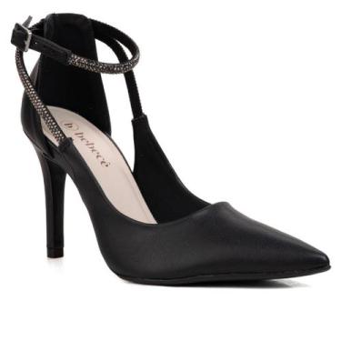 Imagem de Scarpin Fem Salto Alto Fino C/ Fivela Strass Bebecê T9430259, Preto, 3