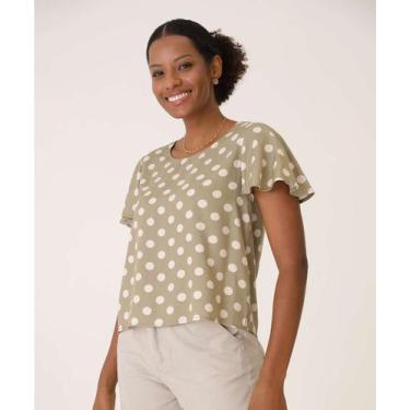 Imagem de Blusa Feminina Estampa Poá Manga Curta Marisa-65002, Verde, M