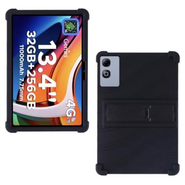 Imagem de AKNICI Capa para tablet DOOGEE Tab G6 Max/TABWEE T60 Pro/TECLAST T65 Plus/TECLAST T65 13,4 polegadas, capa protetora pesada de silicone macio com suporte ajustável, preta