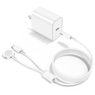 Imagem de Gyusity Carregador de relógio, carregador magnético 3 em 1 iWatch para cabo USB C, 90 cm