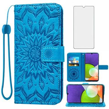 Imagem de Capa de telefone para Samsung Galaxy A22 4G carteira de 6,4 polegadas com protetor de tela de vidro temperado capa flip fina suporte para cartão acessórios Gaxaly M32 M22 F22 Galaxies A 22 22A G4