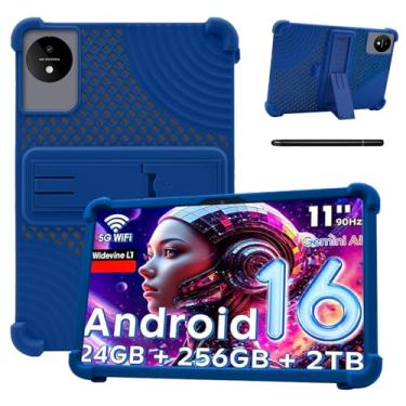Imagem de Capa para tablet Raemond M70 de 11 polegadas – Capa protetora de silicone à prova de choque com suporte, estilo comercial resistente a quedas, compartimento para caneta, azul