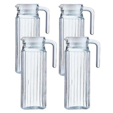 Imagem de Conjunto 4 Jarras de Vidro 1 Litro com Tampa Suco Agua Bebidas Casual Sofisticada Cozinha Geladeira