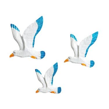 Imagem de Ｂｅｓｇａ Conjunto de 3 enfeites de parede com gaivotas, pássaros voando, figuras para pendurar, pássaros e pombas, decoração de parede para praia, Style a