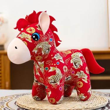 Imagem de Nikuoan Cavalo de pelúcia 2026, estátua de mascote de pelúcia pendurada de ano novo, presente do festival da primavera chinês, lembrança de bênção vermelha para decoração de casa, escritório, loja