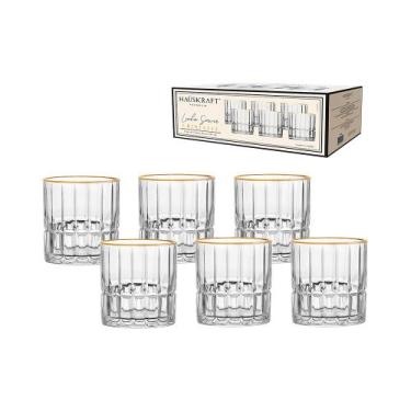 Imagem de Jogo 6 copos baixo whisky borda dourada 310ml 6pc cristalle hauskraft