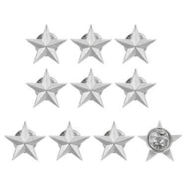 Imagem de uxcell 10 pinos de lapela estrela, 2 cm, distintivo de estrela para homens, mulheres, mochilas, chapéus, jaquetas, acessórios de fantasia, decorações de festa de celebração, presentes de recompensa de