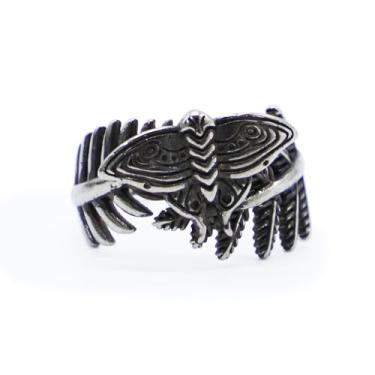 Imagem de RillyRellow Anel ajustável vintage feito à mão de mariposa e samambaia, anel de elegância natural, joia simbólica de mariposa, anéis exclusivos de animal de inseto, joia inspiradora presente para