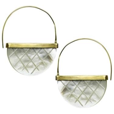 Imagem de Brincos Zahara, cross-hatch, madrepérola