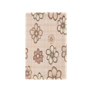 Imagem de Wassud Placa de cobertura para interruptor de luz, marrom, floral, xadrez, decorativa, placa de parede para tomadas elétricas em branco 11 x 6 cm