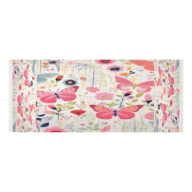 Imagem de Wassud Capas de lavadora e secadora de borboletas rosa, protetor de lavadora com sacos de armazenamento, capa de geladeira à prova de poeira com bolsos para lavanderia doméstica, cozinha, 120 x 55 cm