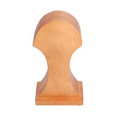 Imagem de Suporte de fone de ouvido de madeira forma única antiderrapante estável cabide display titular rack para escritório em casa estúdio quarto tv material faia