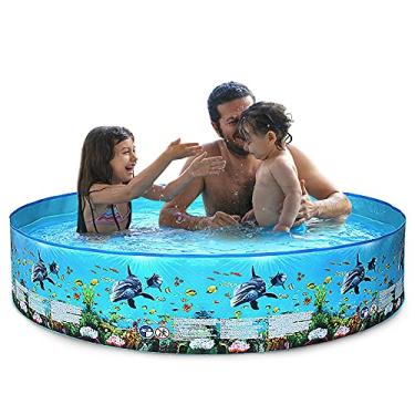 Imagem de Piscina redonda de plástico duro dobrável para inflação portátil famílias bebês e adultos ambientalmente friendly Wear