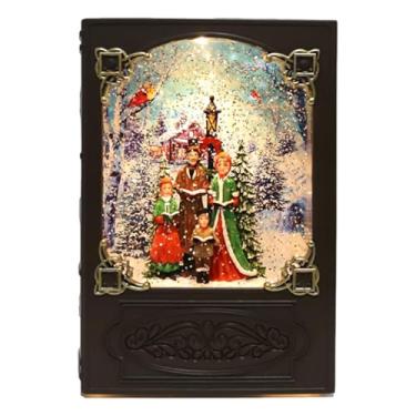 Imagem de XLWLLNJ Luminária Noturna de Natal em Formato de Globo de Neve em Forma de Livro, Decoração Festiva, Caixa de Música, Decoração de Natal para Estante ou Sala