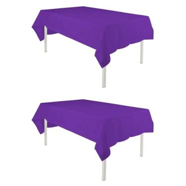 Imagem de Toalha de mesa retangular TWINPRET 152 x 213 cm, toalha de mesa roxa de poliéster lavável à prova d'água – Capa de mesa retangular resistente a manchas e óleo para banquetes e festas (serve para mesas