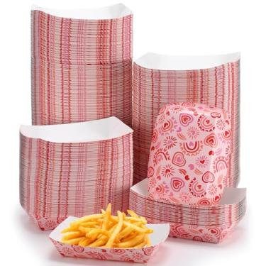 Imagem de Honeydak 500 bandejas de comida de papel para dia dos namorados a granel 900 g conversação papel coração barcos pratos descartáveis amor rosa bandeja de cachorro quente para Dia das Mães, Dia dos