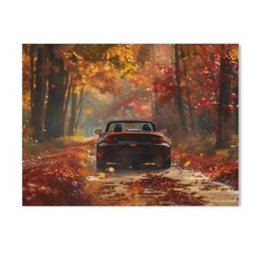 Imagem de HouLaiZhe Jdm Mx5 Folhas caídas outono esportes carro posters lona parede estética sala decoração de parede impressões galeria sala decoração de parede para quarto sala de estar escritório 18 x 24