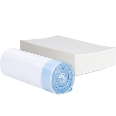 Imagem de CHMI Forros de cômoda com almofadas absorventes, 20 sacos descartáveis e 20 almofadas, ajuste universal para todos os baldes de cadeira de vaso sanitário, vaso sanitário, sacos de cocô portáteis para