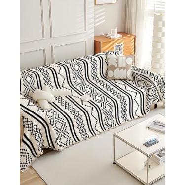 Imagem de amorus Cobertores boêmios, cobertor de chenille, jacquard de chenille, borlas, capa macia para sofá, cama, acampamento ao ar livre, piquenique, carro, viagem, quente e aconchegante para as estações