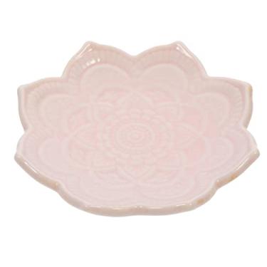 Imagem de Bandeja de joias em forma de flor mandala de cerâmica decorativa e organizador para anéis e colares, suporte de mesa elegante para decoração de cômoda