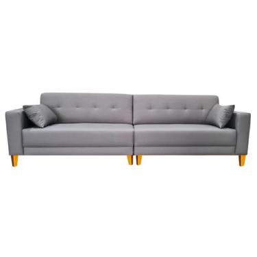 Imagem de Sofá  Gianni Bipartido Tecido Acquablock Pé Trapézio Claro  230cm - 4R